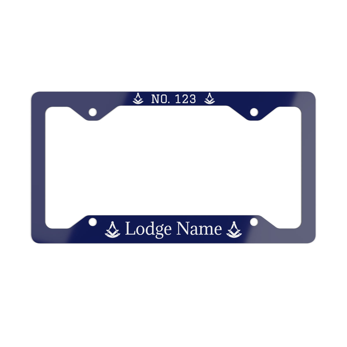 Past Master Blue Lodge License Plate Frame - Square Compass & Quadrant Customized
