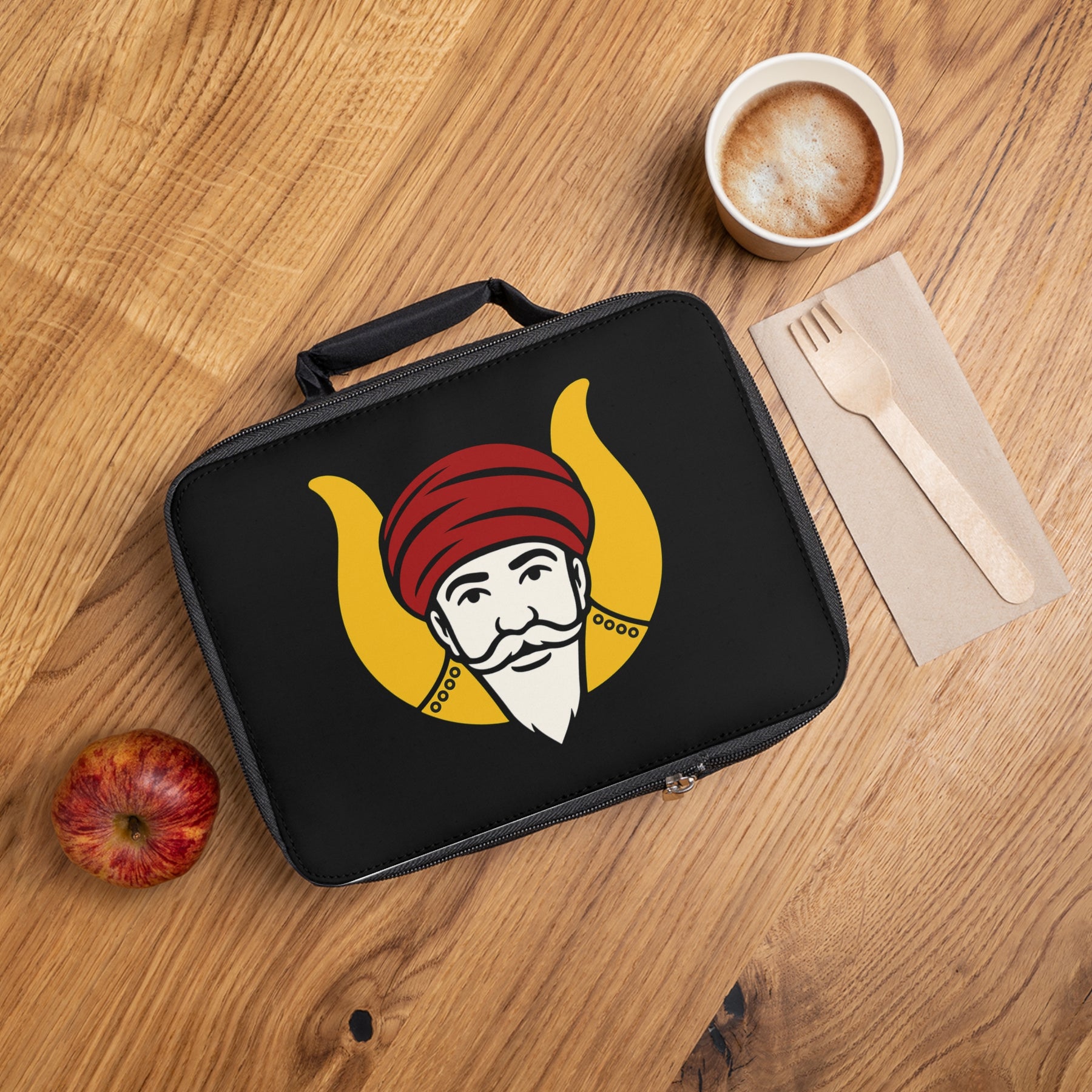 GROTTO Lunch Bag - Black Fully Insulated Zipper Closure - Bricks Masons