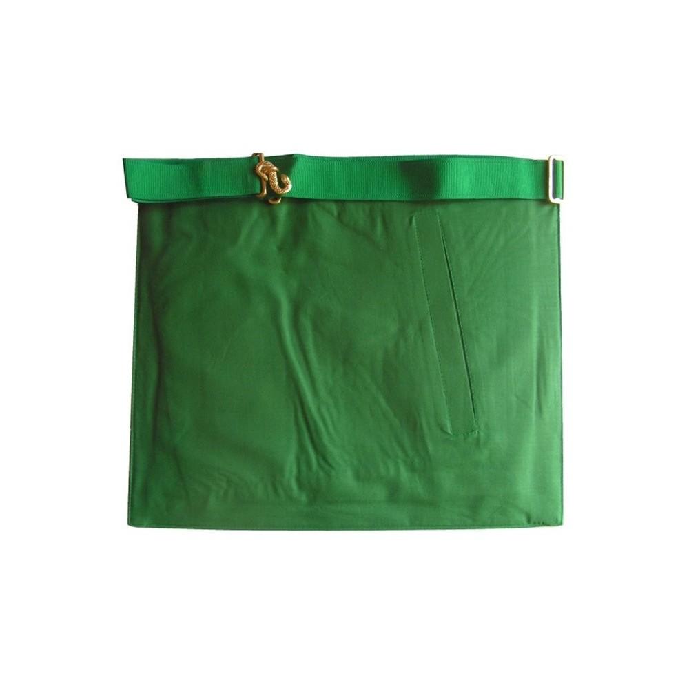 15th Degree Scottish Rite Apron - White & Green Moire with Silver Embroidery - Bricks Masons