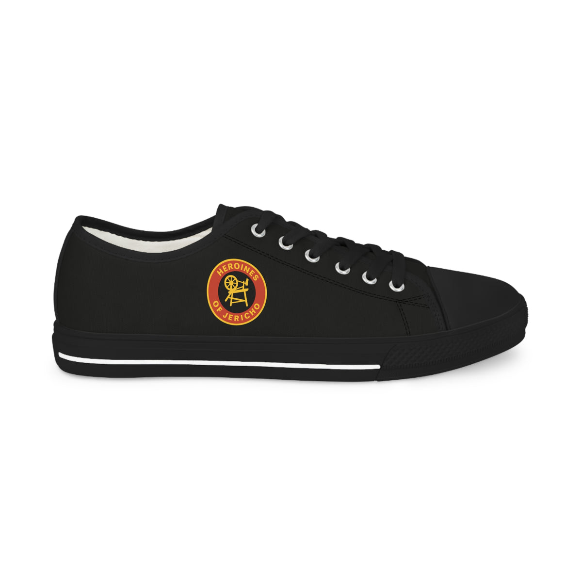 Heroines of Jericho Sneaker - Low Top Sneaker Black & White Colorful Emblem - Bricks Masons