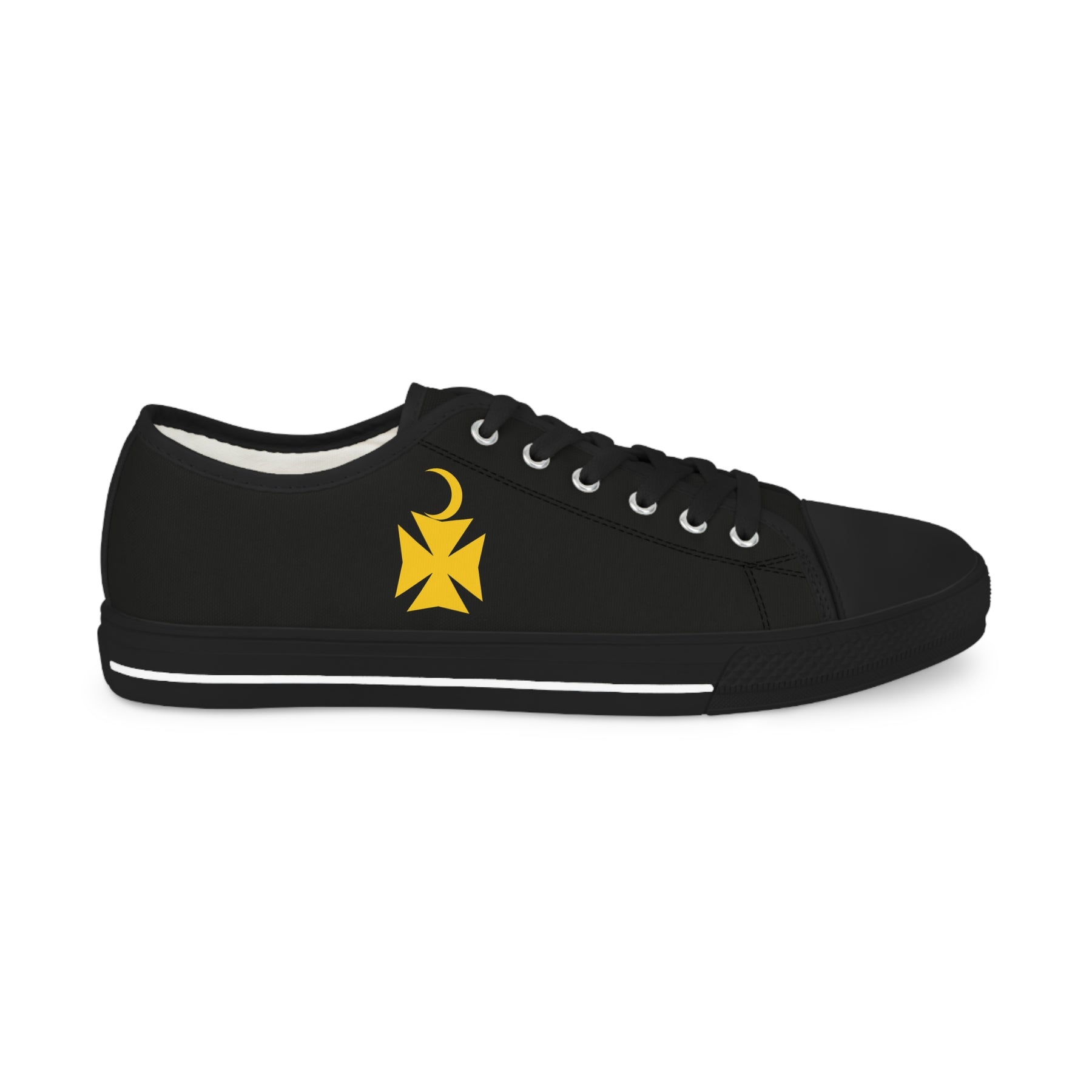 Knights of Constantinople Sneaker - Low Top Sneaker Black & White Golden Emblem - Bricks Masons