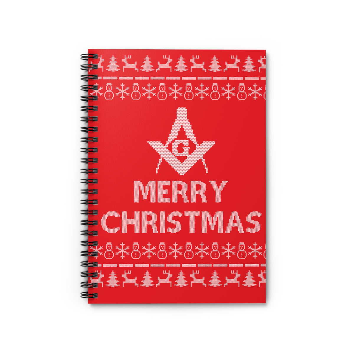 Master Mason Blue Lodge Journal - Merry Christmas Square & Compass G Spiral Notebook - Bricks Masons
