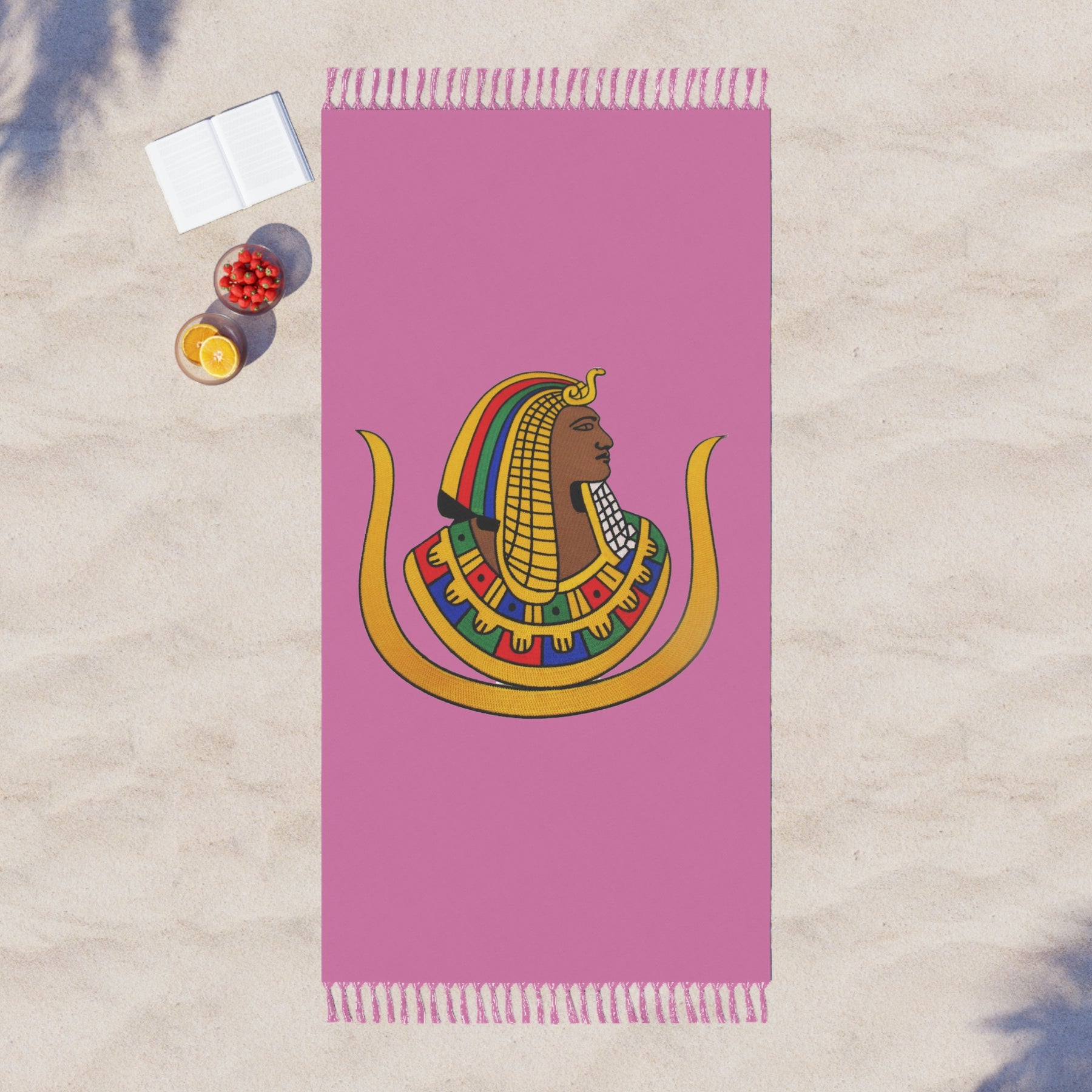 DOI Towel - Pink Polyester With Knotted Tassels Beach Cloth - Bricks Masons