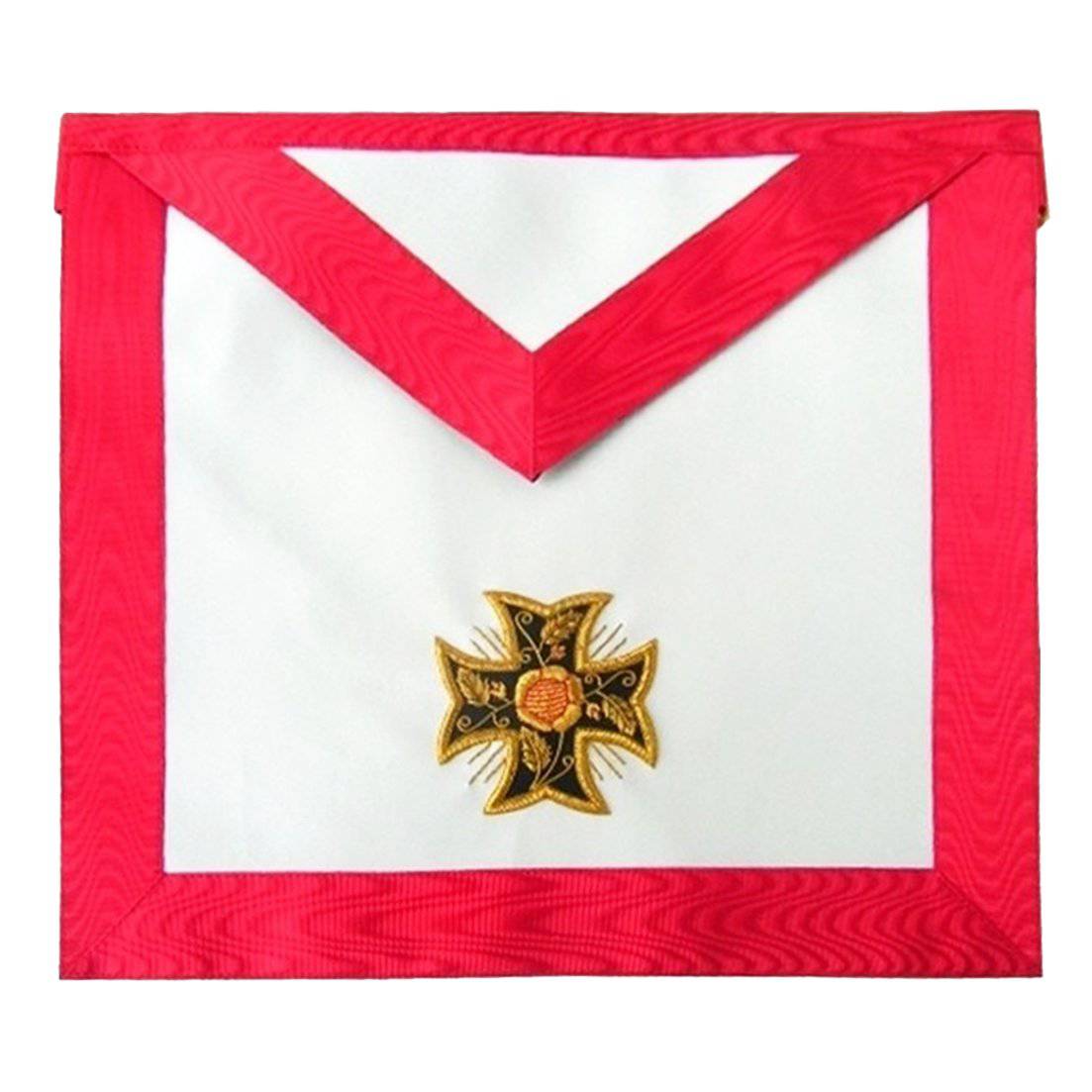 18th Degree Scottish Rite Apron - White & Red Moire with Patted Templar Cross - Bricks Masons