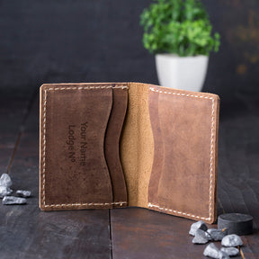 OES Wallet - Brown Leather - Bricks Masons