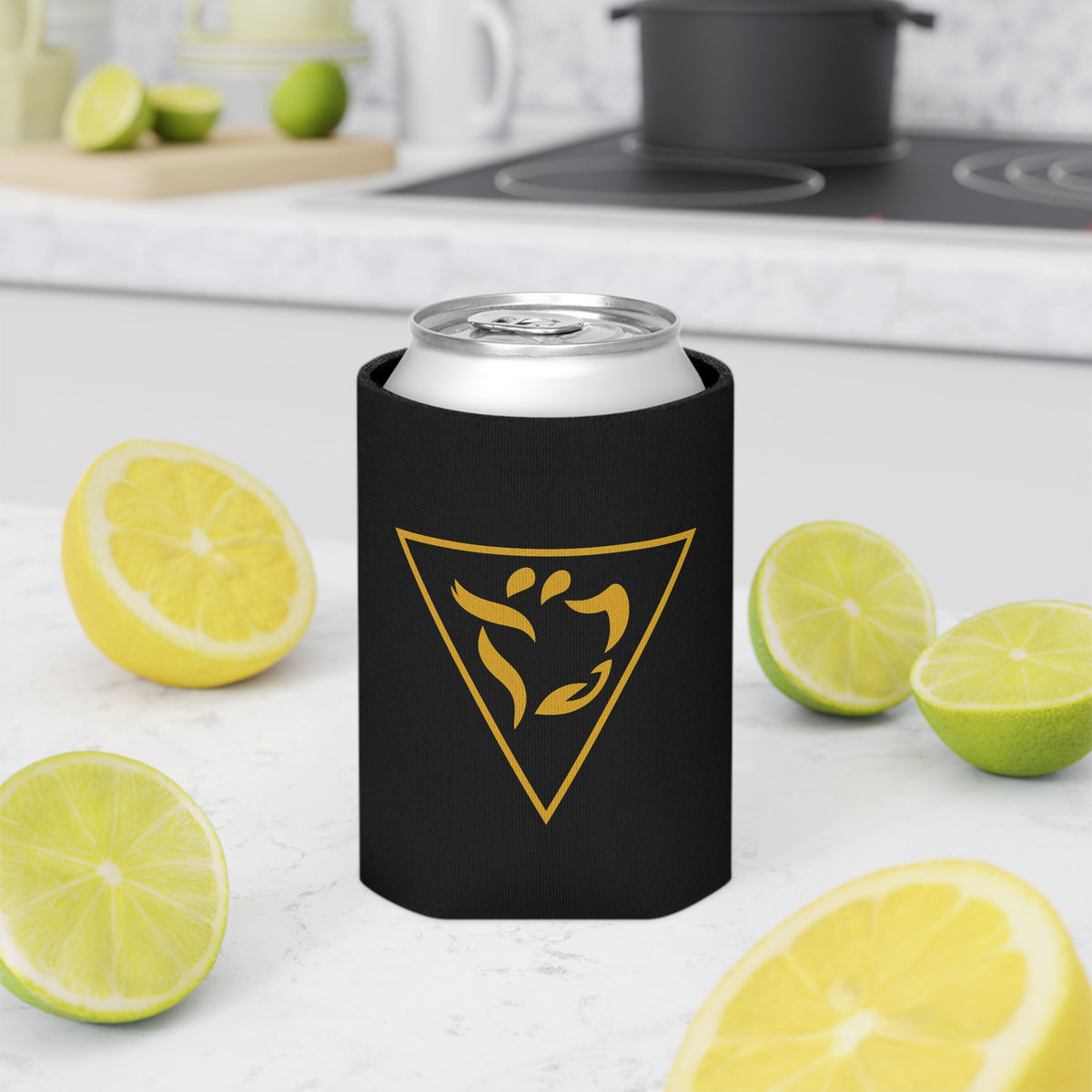 Grand Tiler of Solomon Can Cooler - Gold With Black Polyester Exterior - Bricks Masons