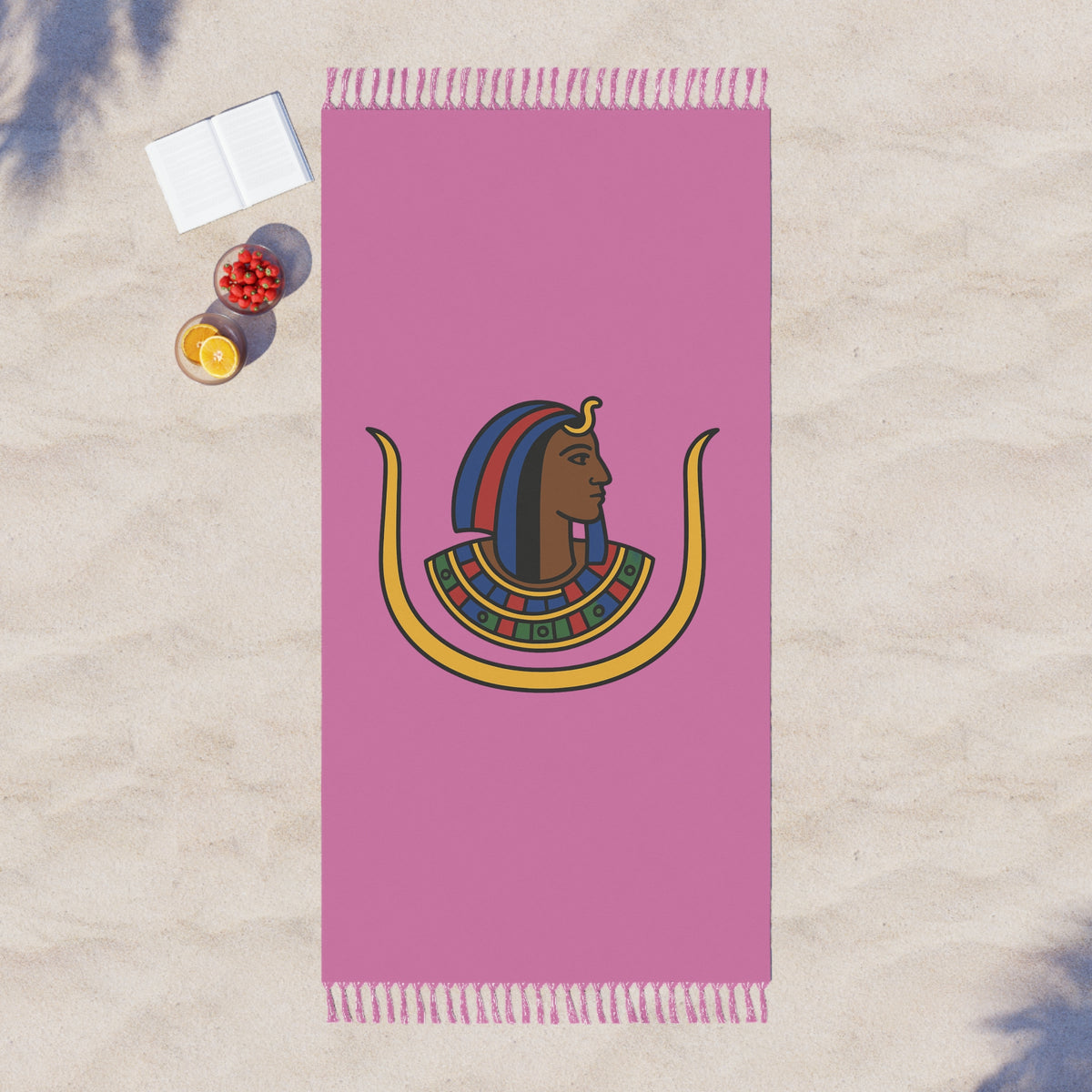 DOI Towel - Pink Polyester With Knotted Tassels Lightweight - Bricks Masons