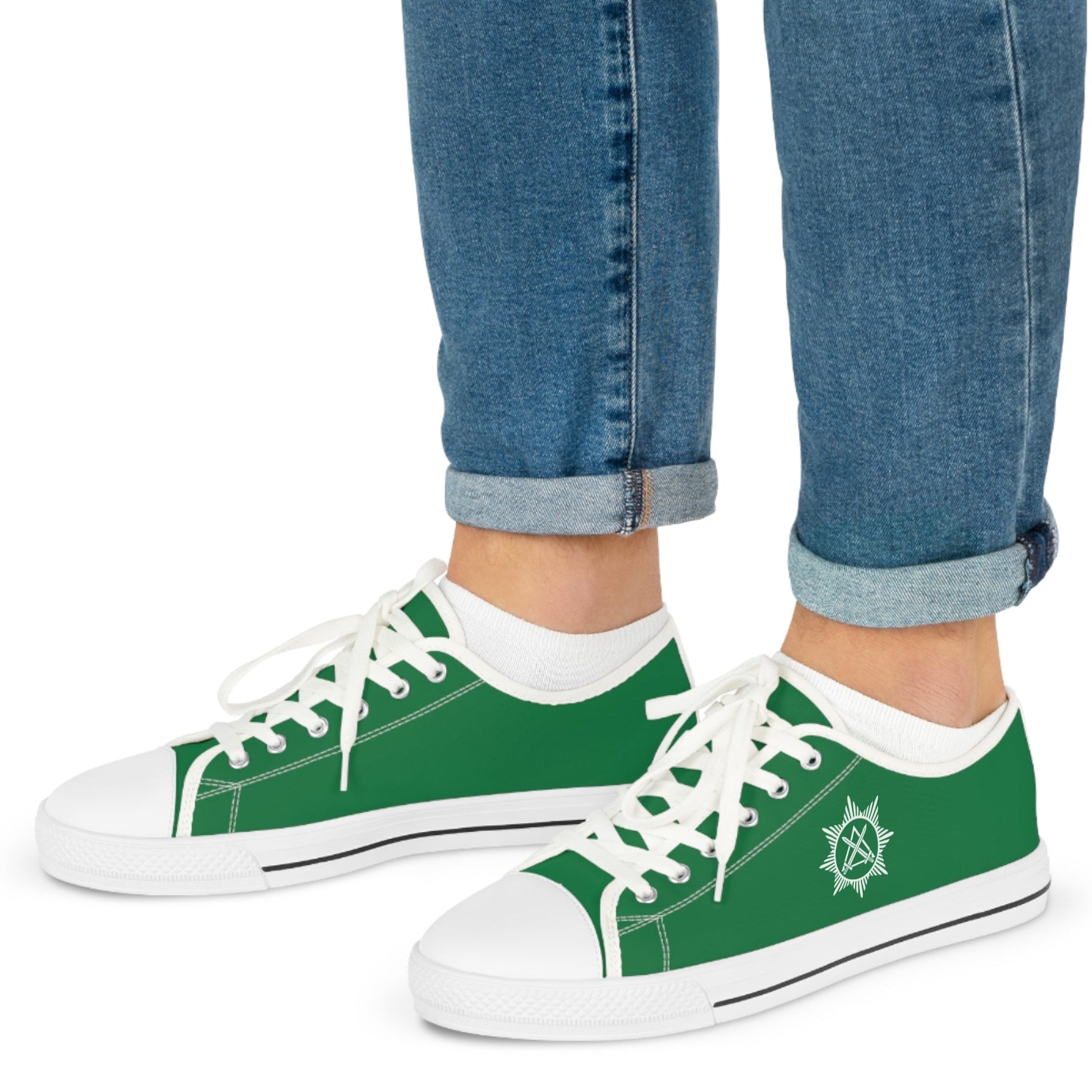 Knight Masons Sneaker - Low Top Sneaker Black & White Green Canvas - Bricks Masons