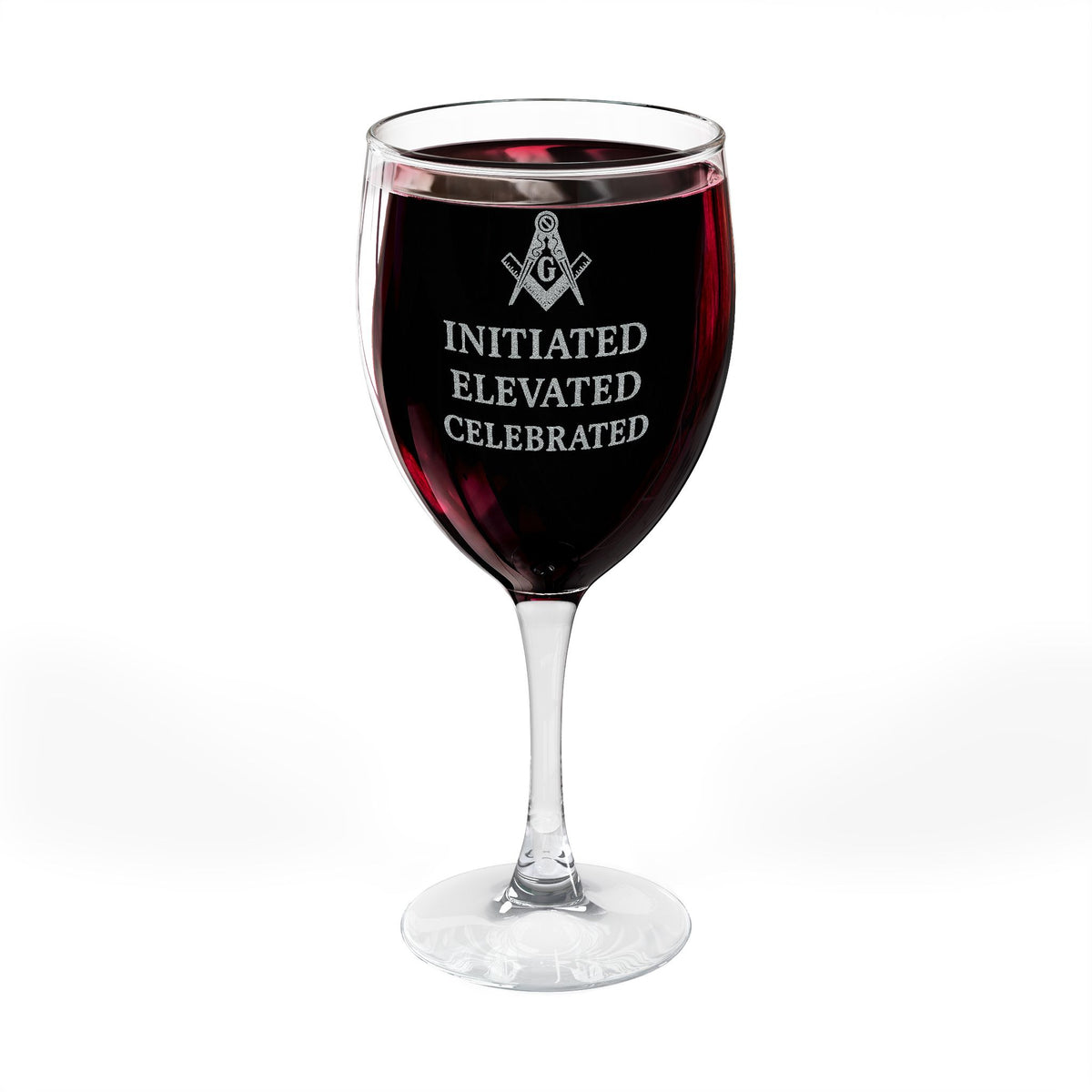 Master Mason Blue Lodge Wine Glass - Square & Compass G Initiated Elevated Celebrated