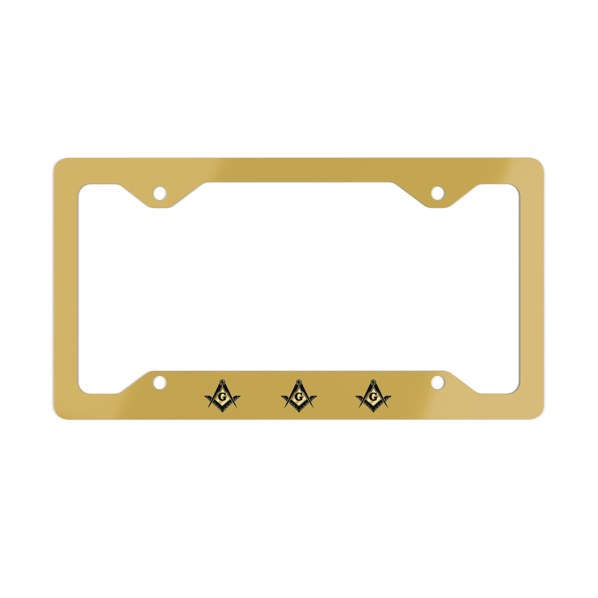 Master Mason Blue Lodge License Plate Frame - Square & Compass G Glossy Gold Finish