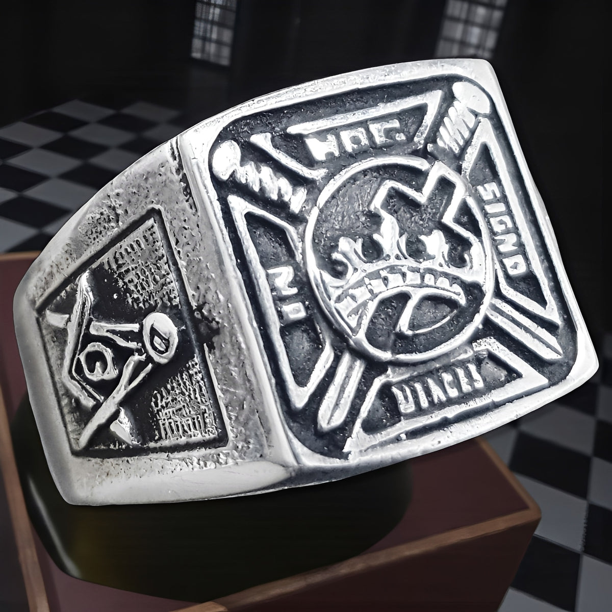 Masonic Ring In Hoc Signo Vinces in Silver 1.5 cm 9 gr Art 308 - Bricks Masons