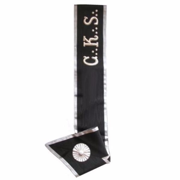 30th Degree Scottish Rite Collar - Black Moire with Rosette - Bricks Masons