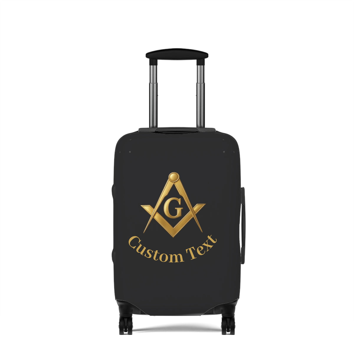 Master Mason Blue Lodge Luggage Cover - Gold Square & Compass G with Custom Text