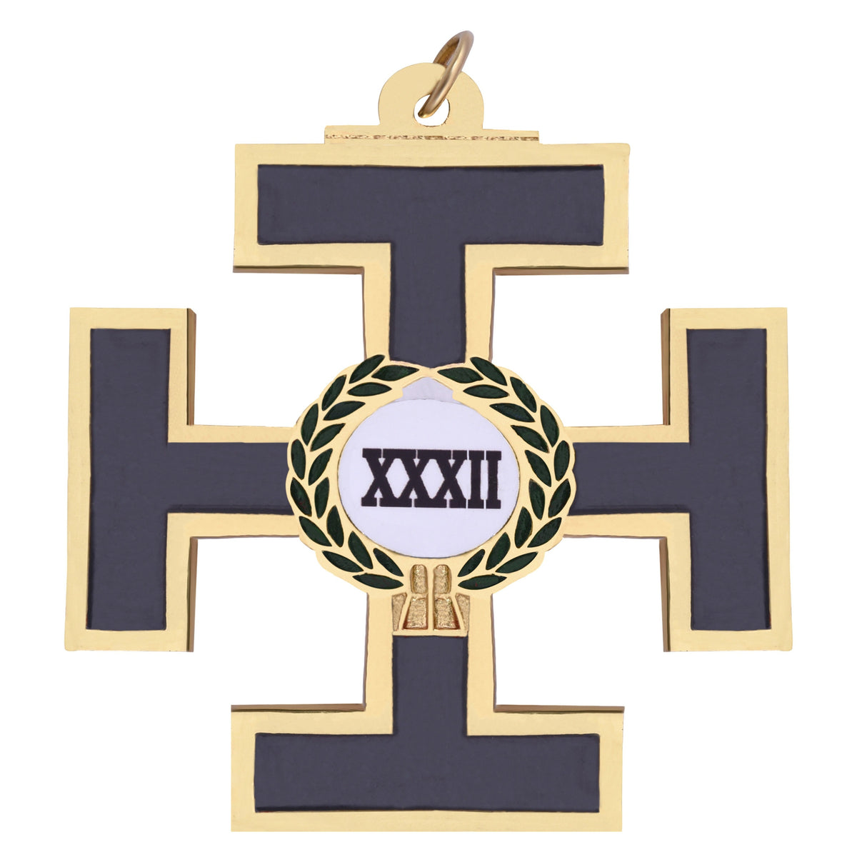 32nd Degree Scottish Rite Collar Jewel - Gold Plated With Green Wreath