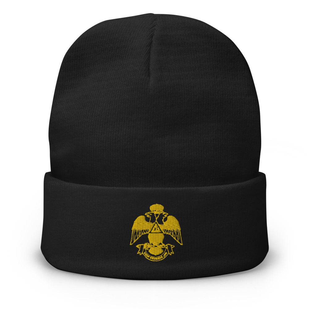 33rd Degree Scottish Rite Beanie - Wings Down Golden Embroidery - Bricks Masons