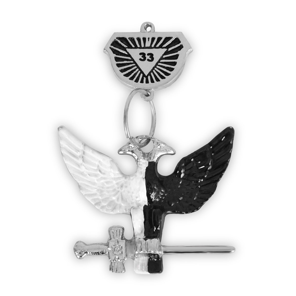 33rd Degree Scottish Rite Collar Jewel - Wings Up Gold & Black Color - Bricks Masons