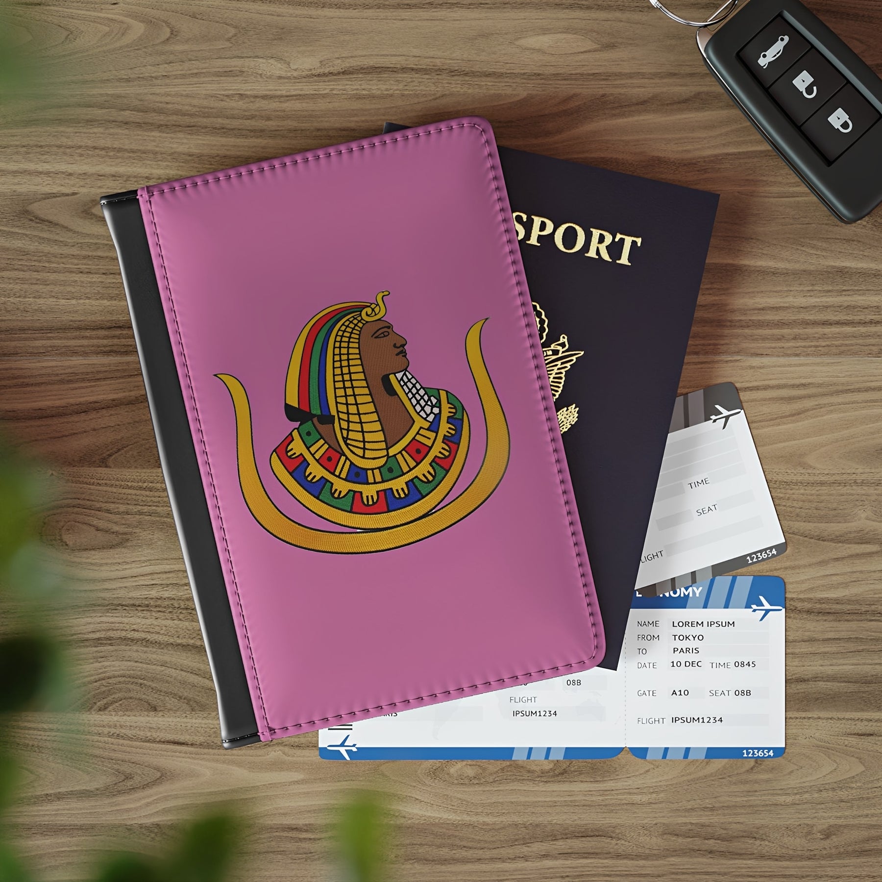 DOI Passport Cover - Pink PU Leather With Inner Compartments - Bricks Masons