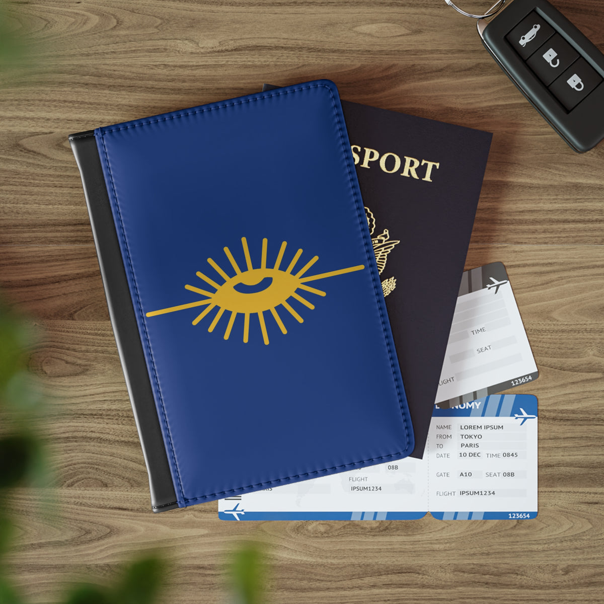 Knights of the All Seeing Eye Passport Cover - Blue PU Leather With Inner Compartments - Bricks Masons