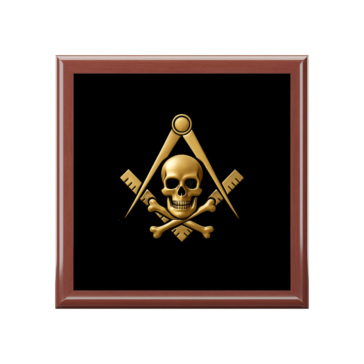 Widows Sons Jewelry Box - Square & Compass with Skull & Bones Emblem - Bricks Masons
