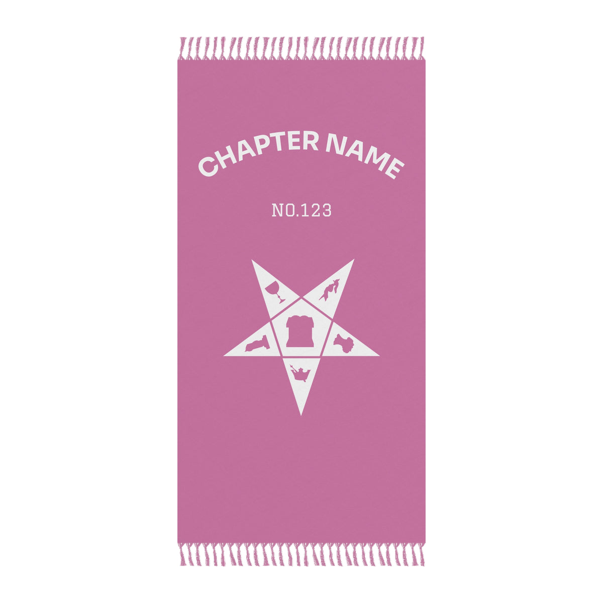 OES Towel - Pink Polyester With White Star Customizable Beach Cloth - Bricks Masons