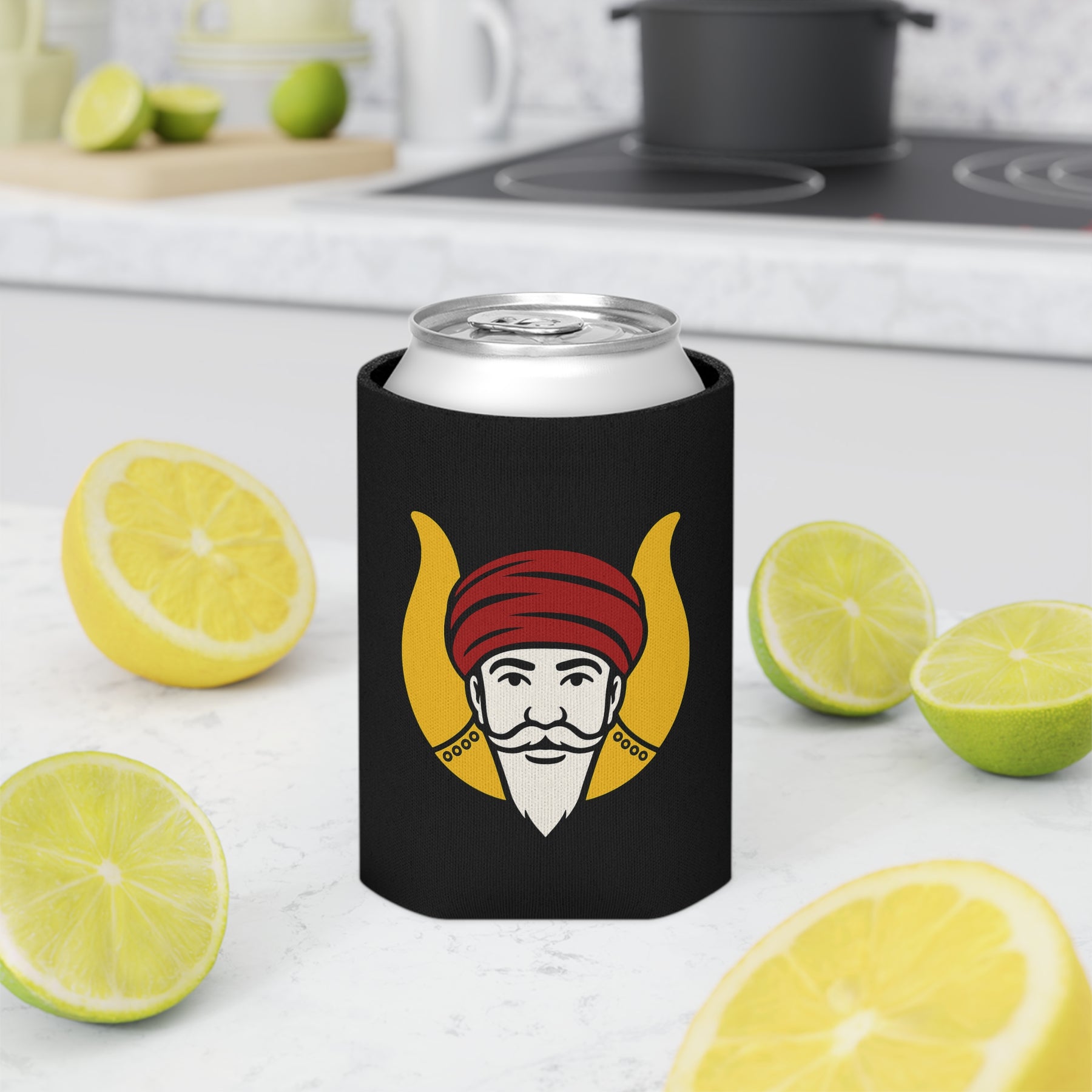 GROTTO Can Cooler - Black With Polyester Exterior - Bricks Masons