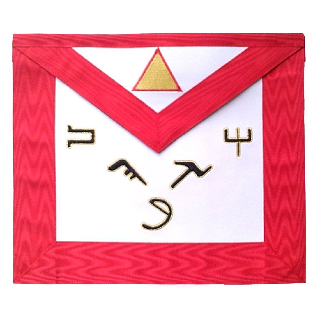 6th Degree Scottish Rite Apron - White & Red Moire - Bricks Masons
