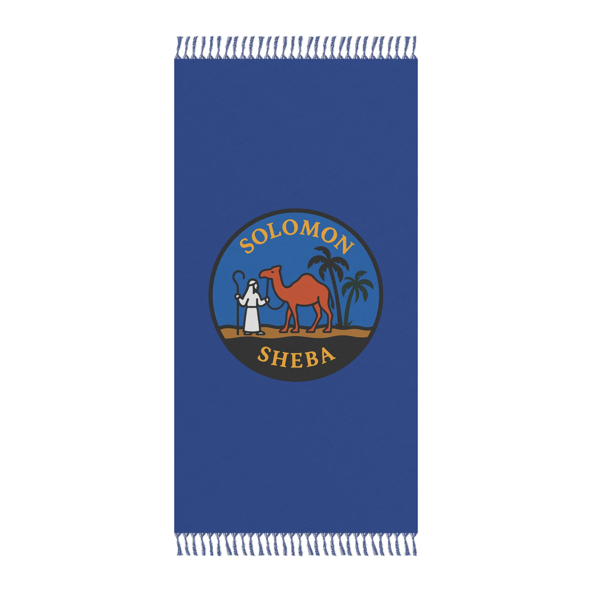 Queen of the South Towel - Blue Polyester Beach Cloth With Knotted Tassels - Bricks Masons