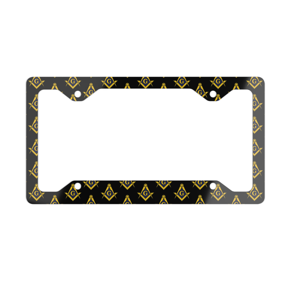 Master Mason Blue Lodge License Plate Frame - Square & Compass with G Glossy Finish - Bricks Masons