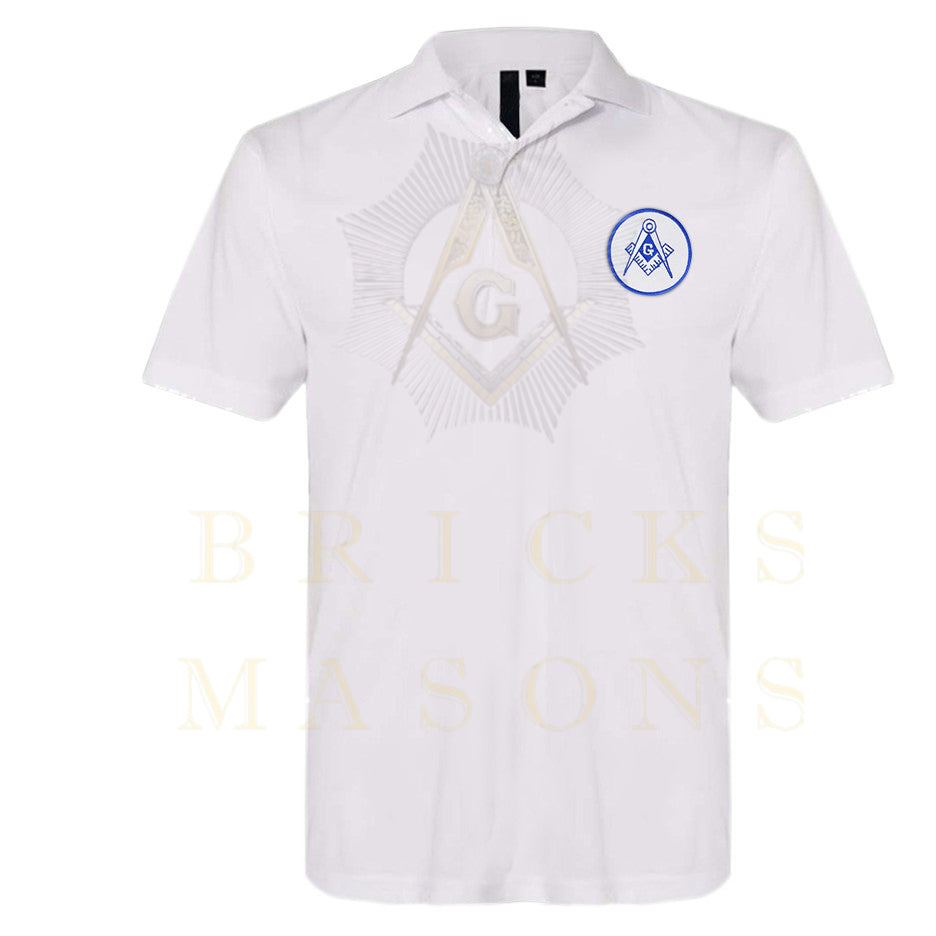 Master Mason Blue Lodge Polo Shirt - Square & Compass G Various Colors - Bricks Masons