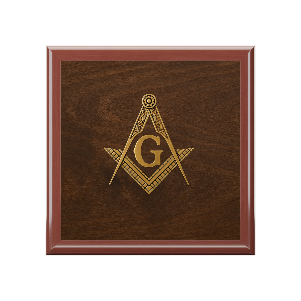 Master Mason Blue Lodge Jewelry Box - Gold Square & Compasses with G Emblem