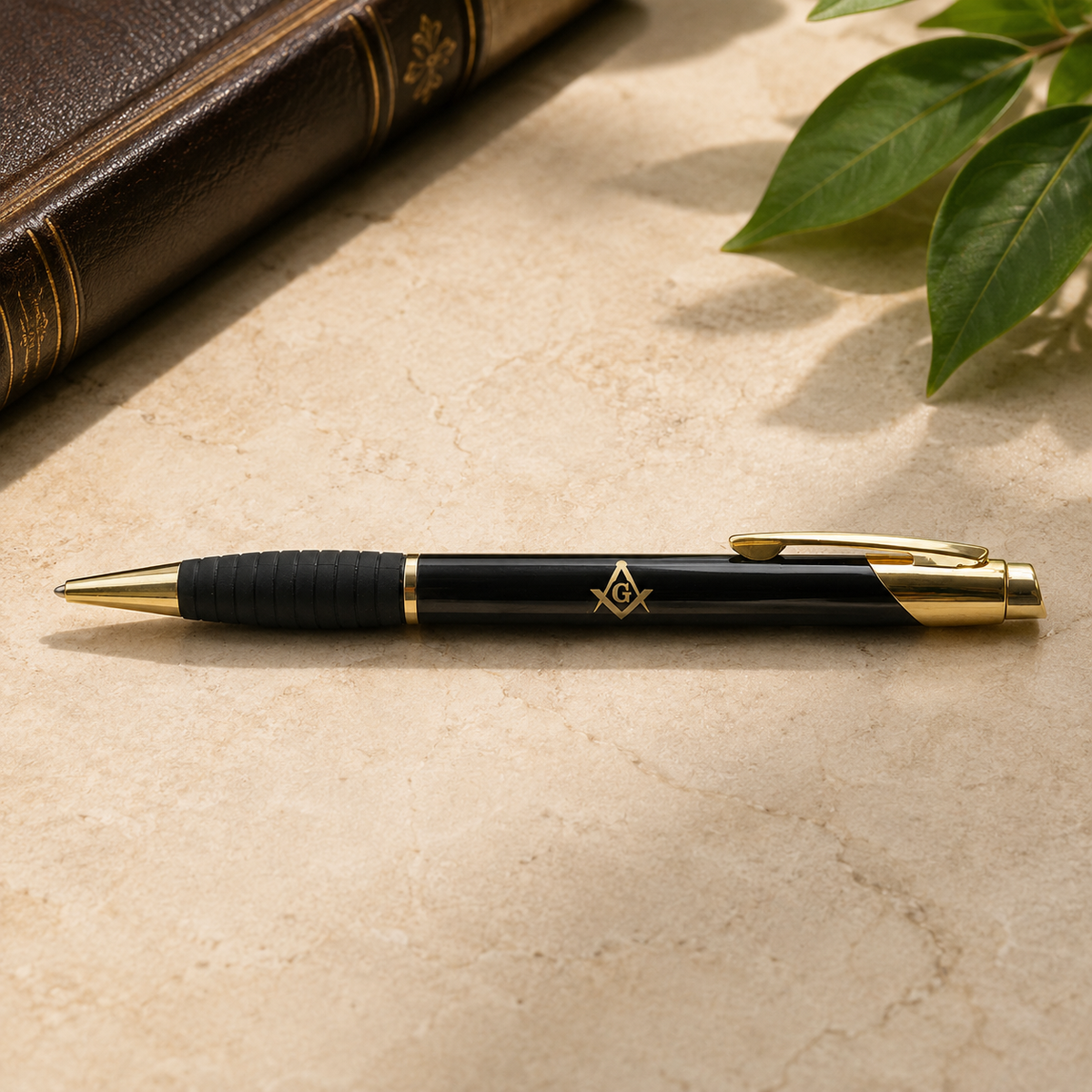 Master Mason Blue Lodge Pen - Golden Square & Compass G Engraving