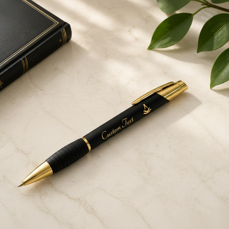 Past Master Blue Lodge Pen - Square & Compass with Quadrant Engraving Customizable