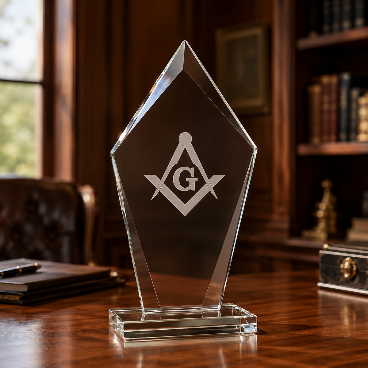 Master Mason Blue Lodge Plaque - Square & Compass G Engraving