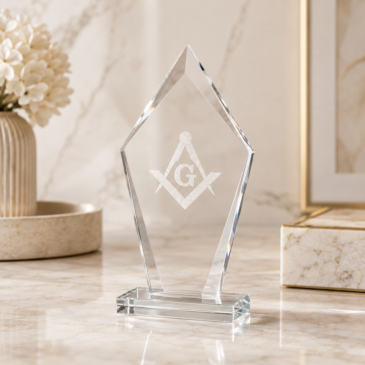 Master Mason Blue Lodge Plaque - Square & Compass G Engraving