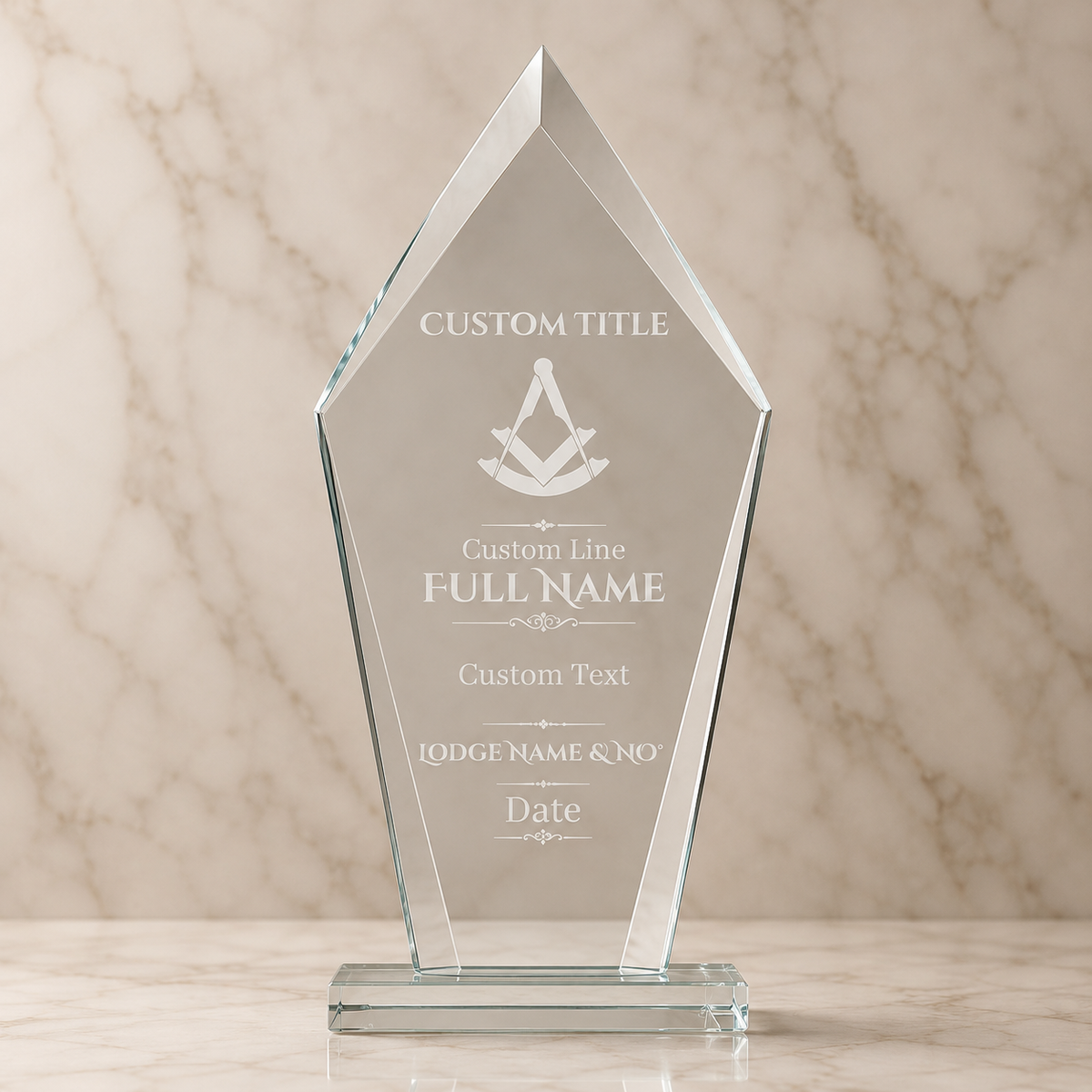 Past Master Blue Lodge Plaque - Square Compass & Quadrant Engraving with Customization