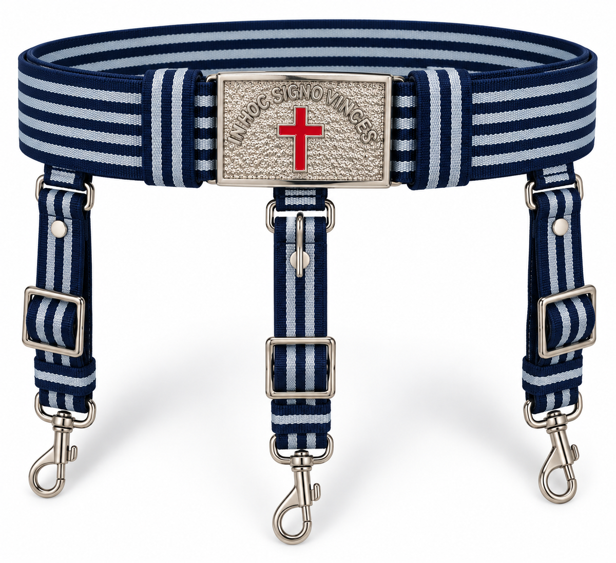 Sir Knight Knights Templar Regalia Belt - Black & Silver - Bricks Masons