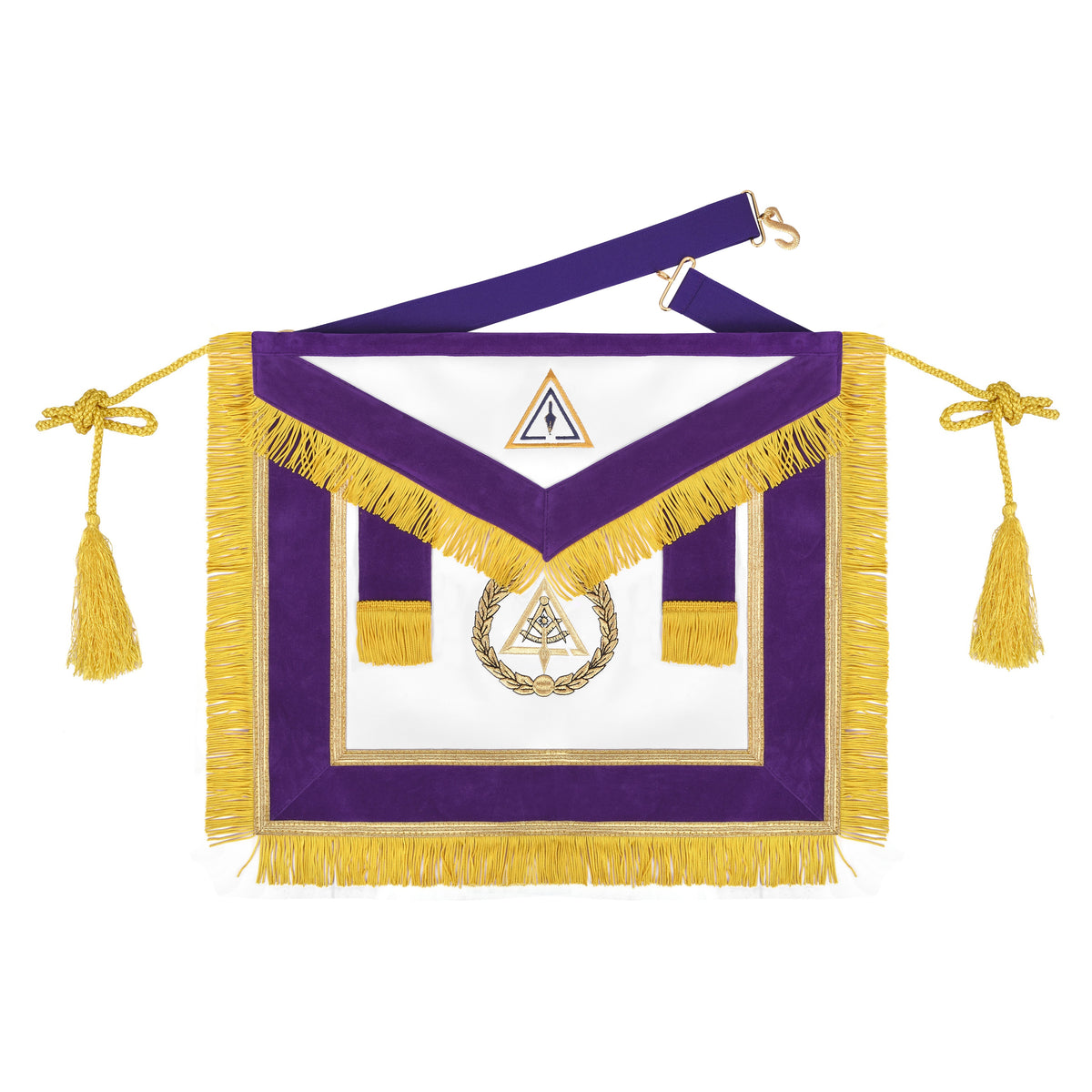 Past Grand Thrice Illustrious Master Royal & Select Masters Council Apron - Purple Velvet Borders With Tassels - Bricks Masons
