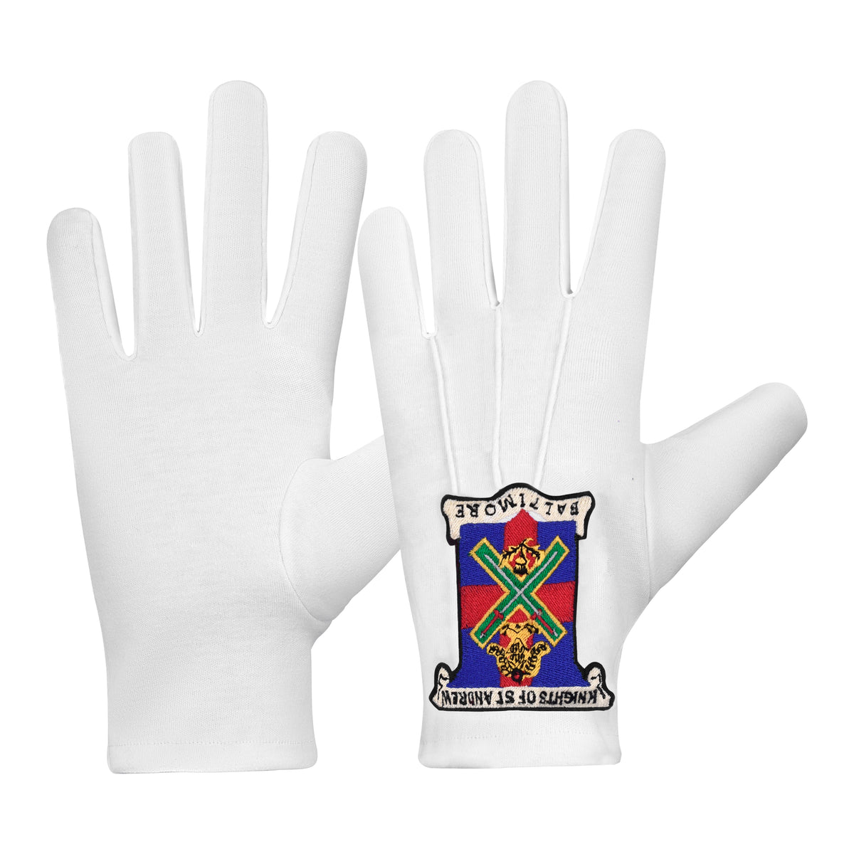 29th Degree Scottish Rite Gloves - White Cotton Knights of St. Andrew - Bricks Masons