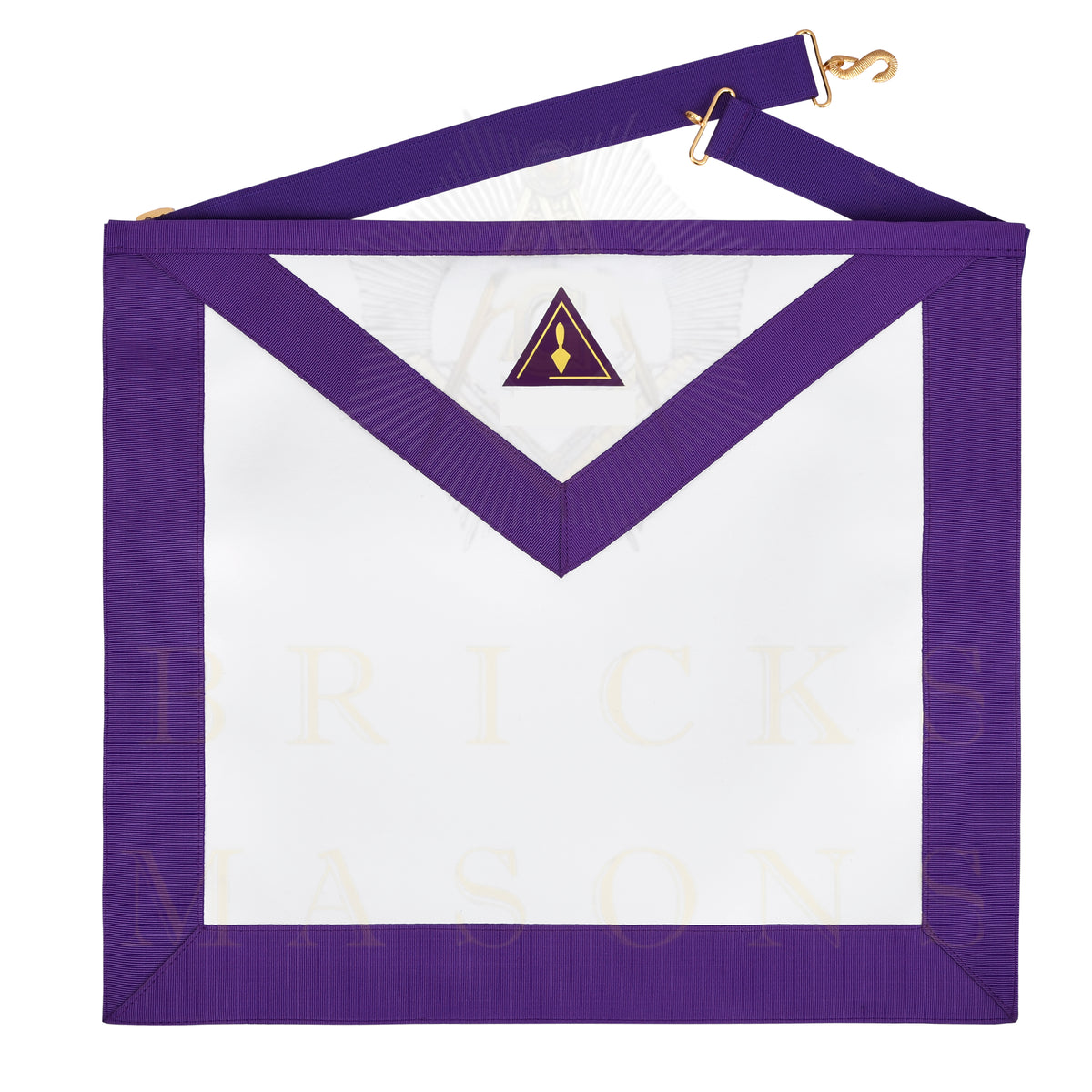 Past Illustrious Master Council Apron - Purple Ribbon Machine Embroidery - Bricks Masons