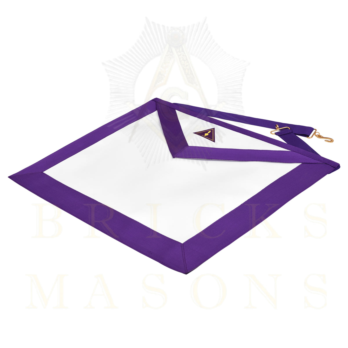 Past Illustrious Master Council Apron - Purple Ribbon Machine Embroidery - Bricks Masons