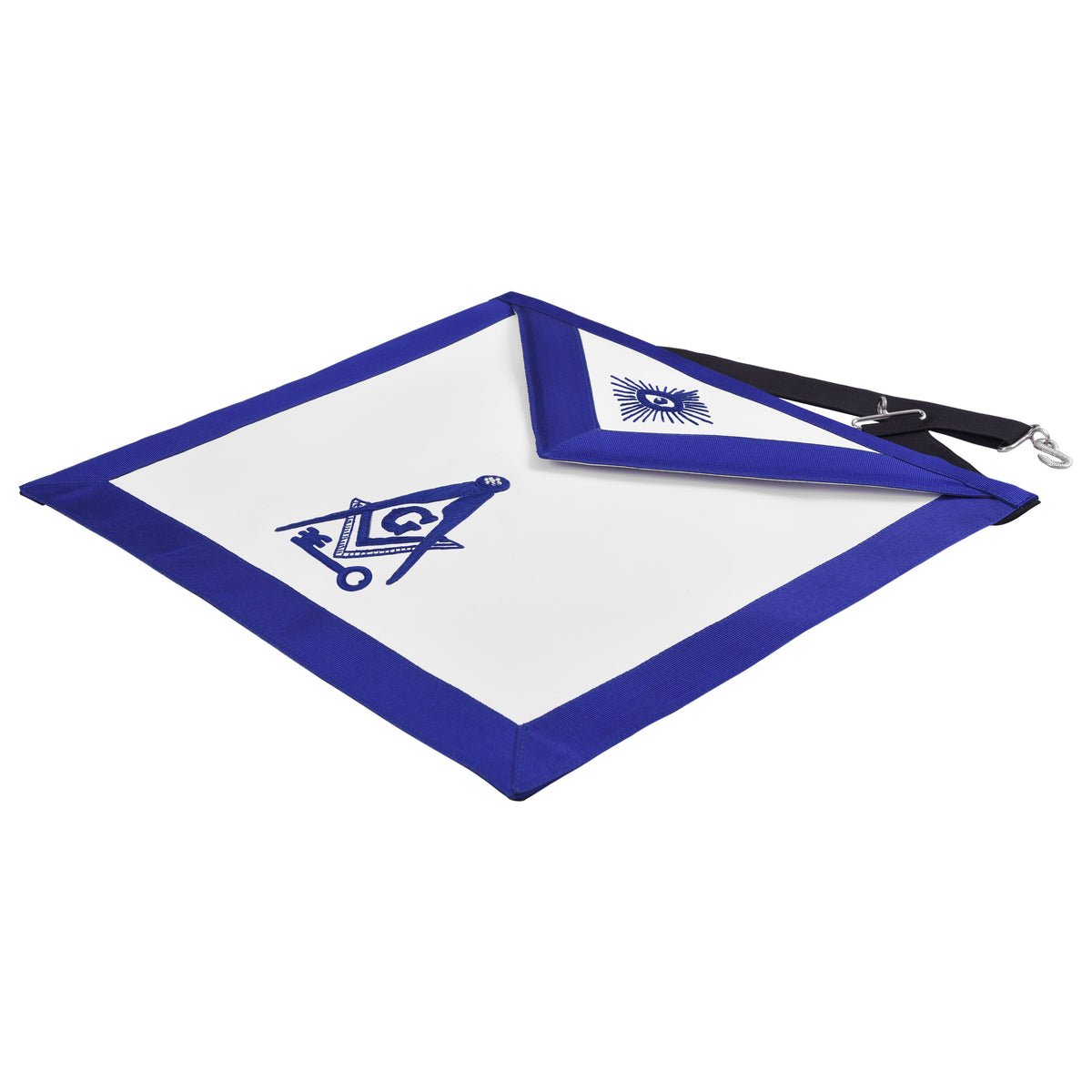 International Masons Apron - Royal Blue Ribbon Borders With Black Waist Belt - Bricks Masons
