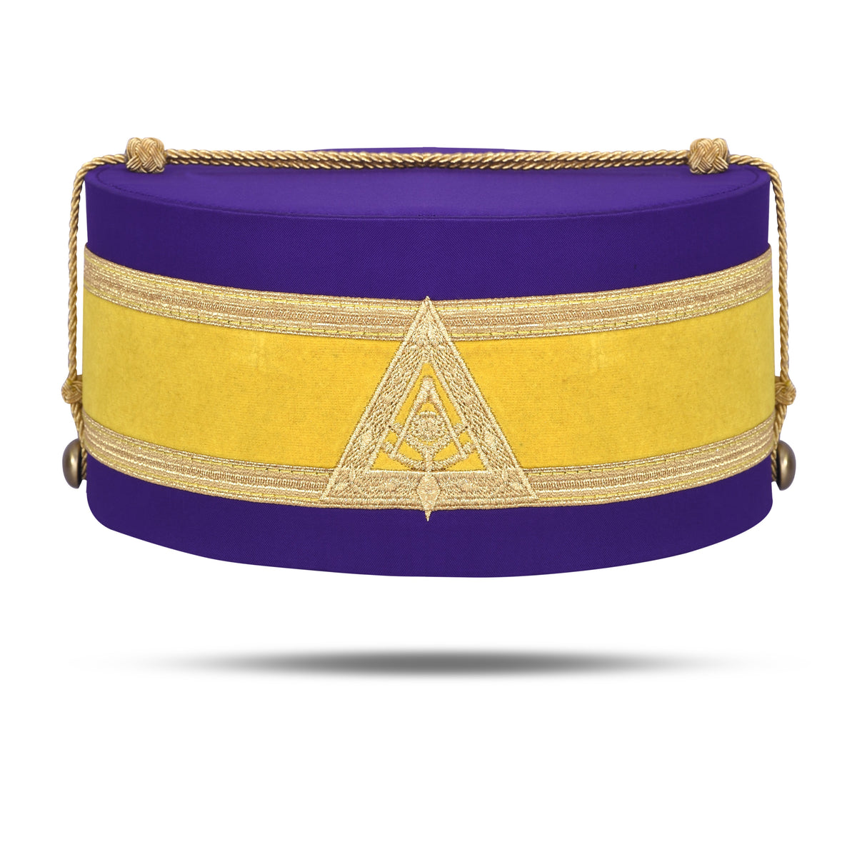 Past Illustrious Master Royal & Select Masters Council Crown Cap - Purple Silk With Yellow Velvet & Gold Braid - Bricks Masons