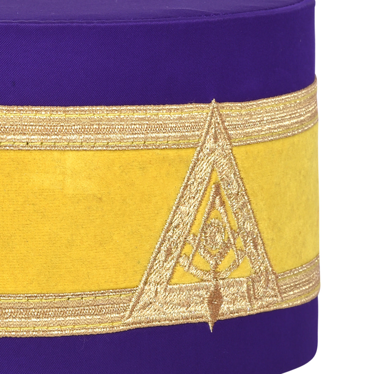 Past Illustrious Master Royal & Select Masters Council Crown Cap - Purple Silk With Yellow Velvet & Gold Braid - Bricks Masons