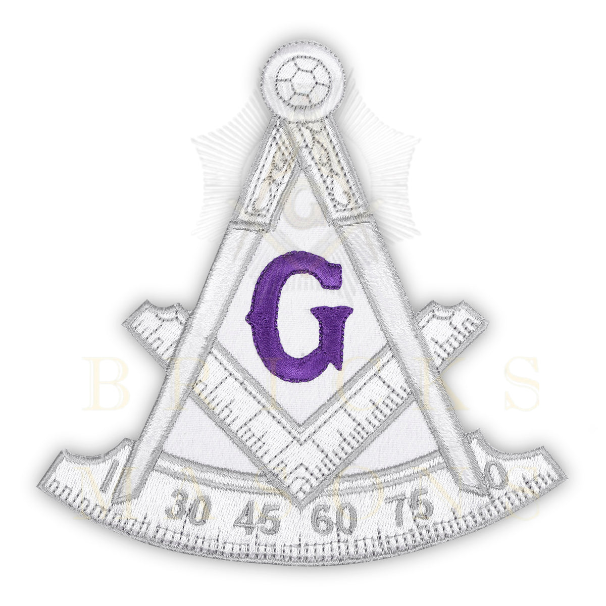 Past Master Blue Lodge Patch - White Bullion Purple G - Bricks Masons