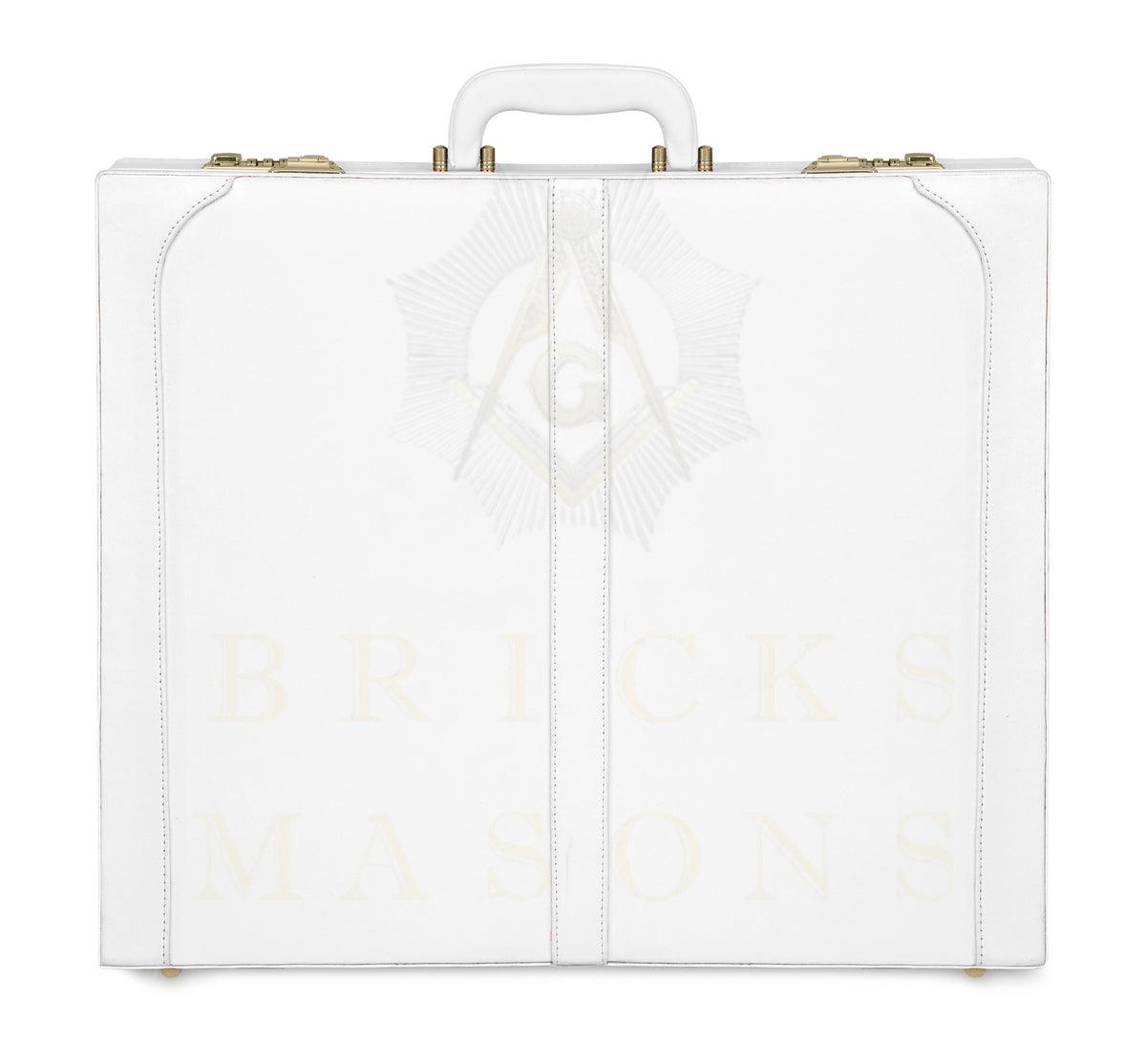 Universal Apron Case - White Imitation Leather & Gold Double Lock - Bricks Masons