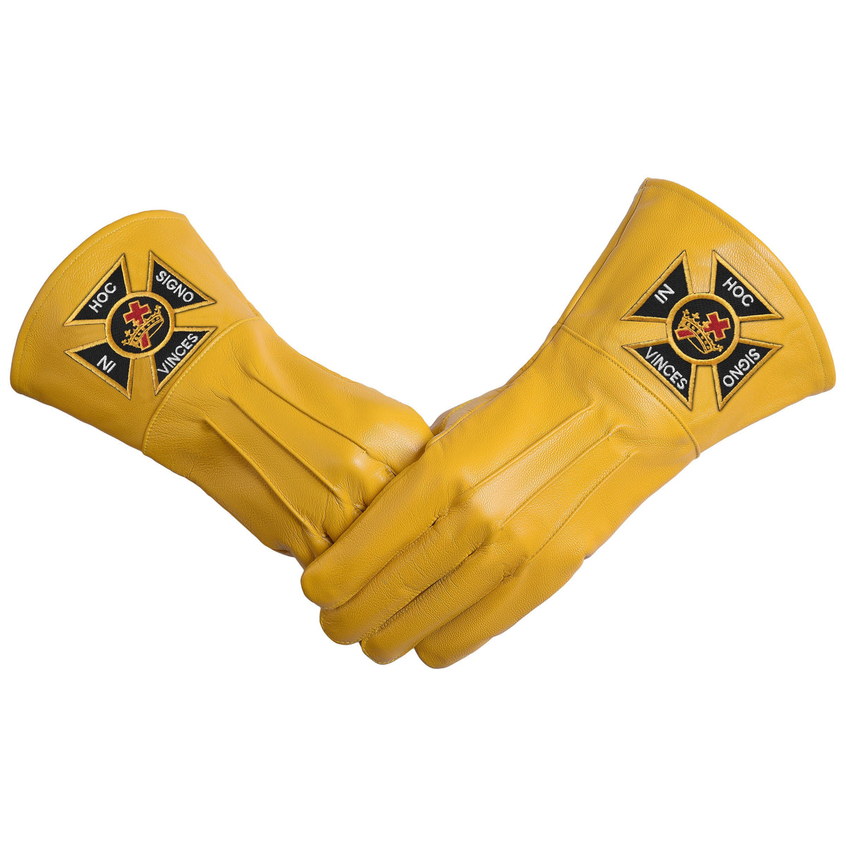 English Knights Templar Gauntlet - Yellow Leather - Bricks Masons