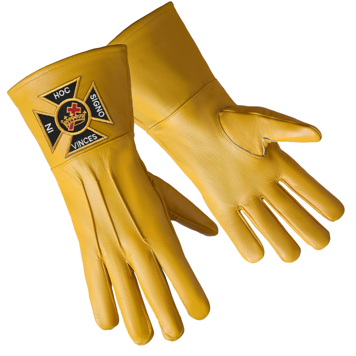 English Knights Templar Gauntlet - Yellow Leather - Bricks Masons