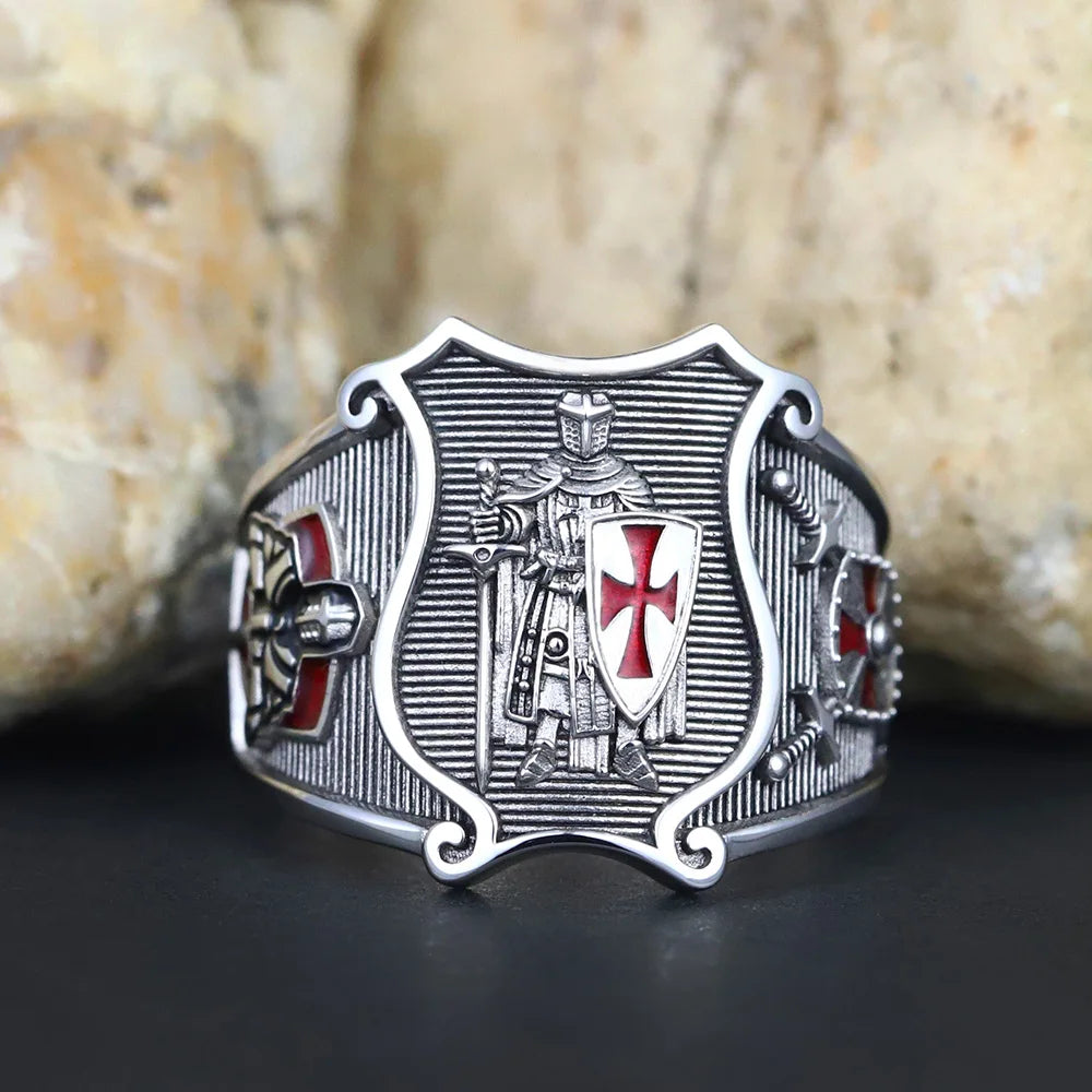 Knights Templar Ring - Medieval Armor Sterling Silver