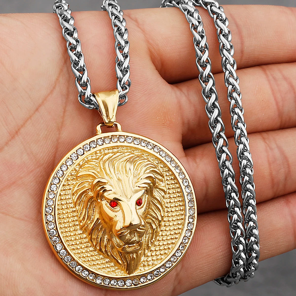 Ancient Israel Necklace - Lion Head Stainless Steel - Bricks Masons