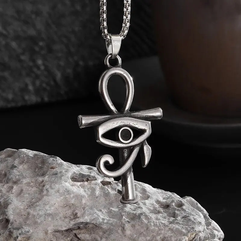 Ancient Egypt Pendant Stainless Steel Ankh Cross Eye Of Horus